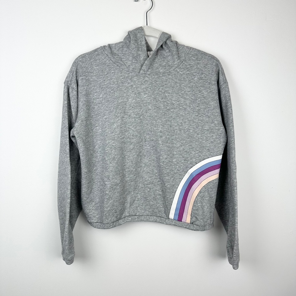 Old Navy Kids Heathered Gray Rainbow Fleece Lined Hoodie XL (14)